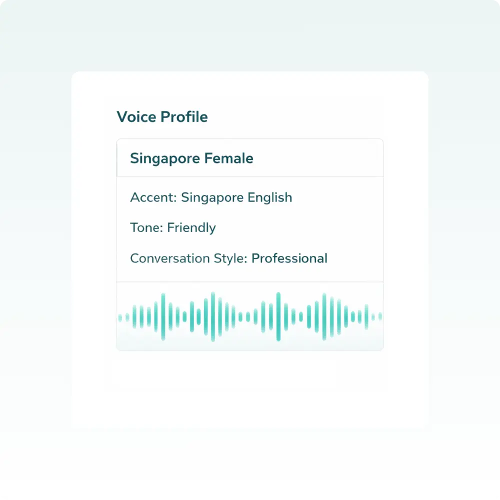 AI call agents voice customization dashboard showing tone, accent and conversation style settings