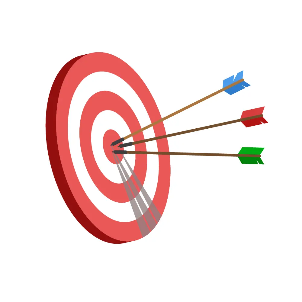 Illustration of a target board representing focus and mission in building AI voice solutions
